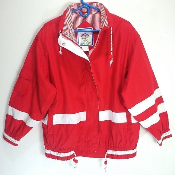 Retro Izzi Spirit 80s Red and White Sailing Jacket - Picture 1 of 13